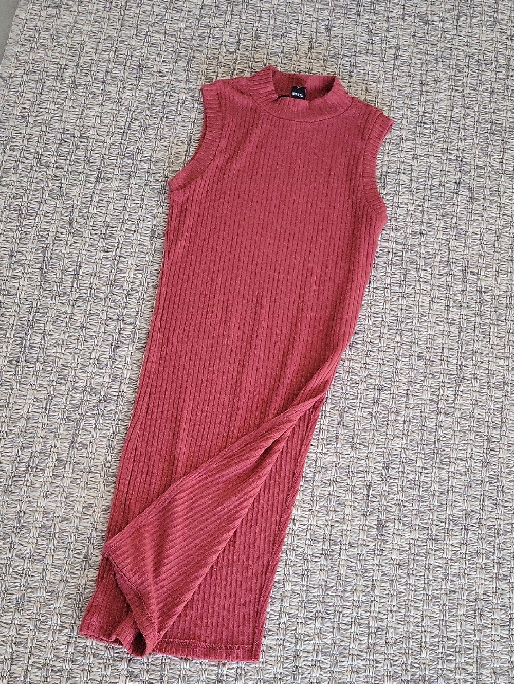 WINDSOR SLEEVLESS Ribbed  TOP WITH SIDE SLIT  Rust/COPPER XS